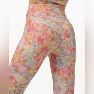 Lululemon Align Pant 25" Size 6 Inflorescence Nulu Legging Multi Floral Pink